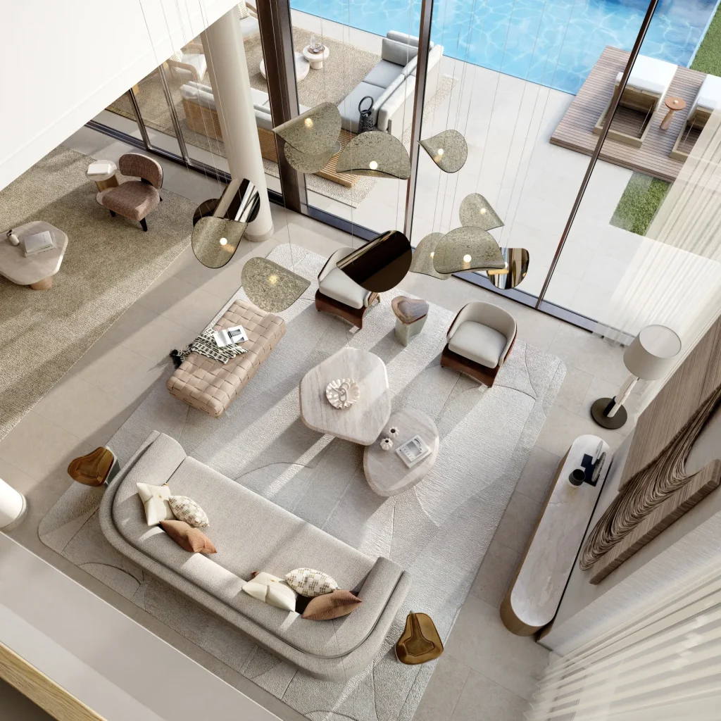 Bay Estate - living room (developer rendering)