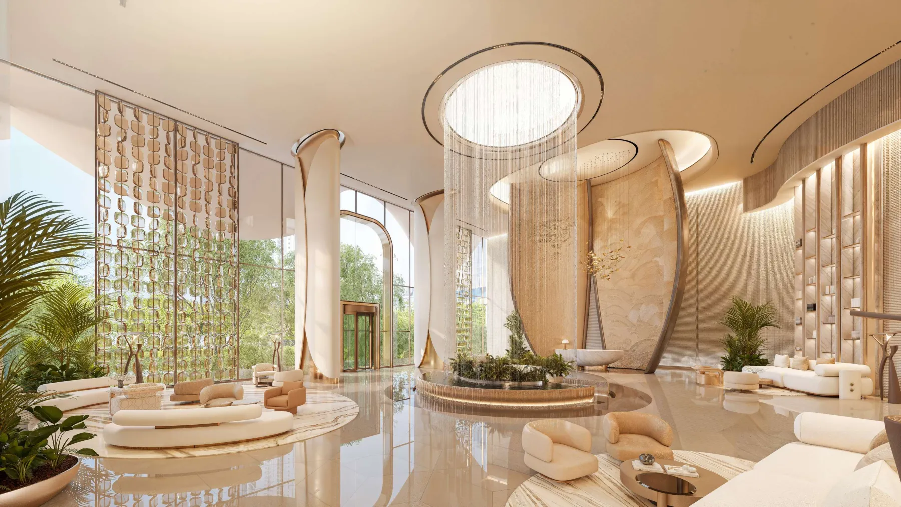 BREEZ by Danube - waterfall atrium (developer rendering)